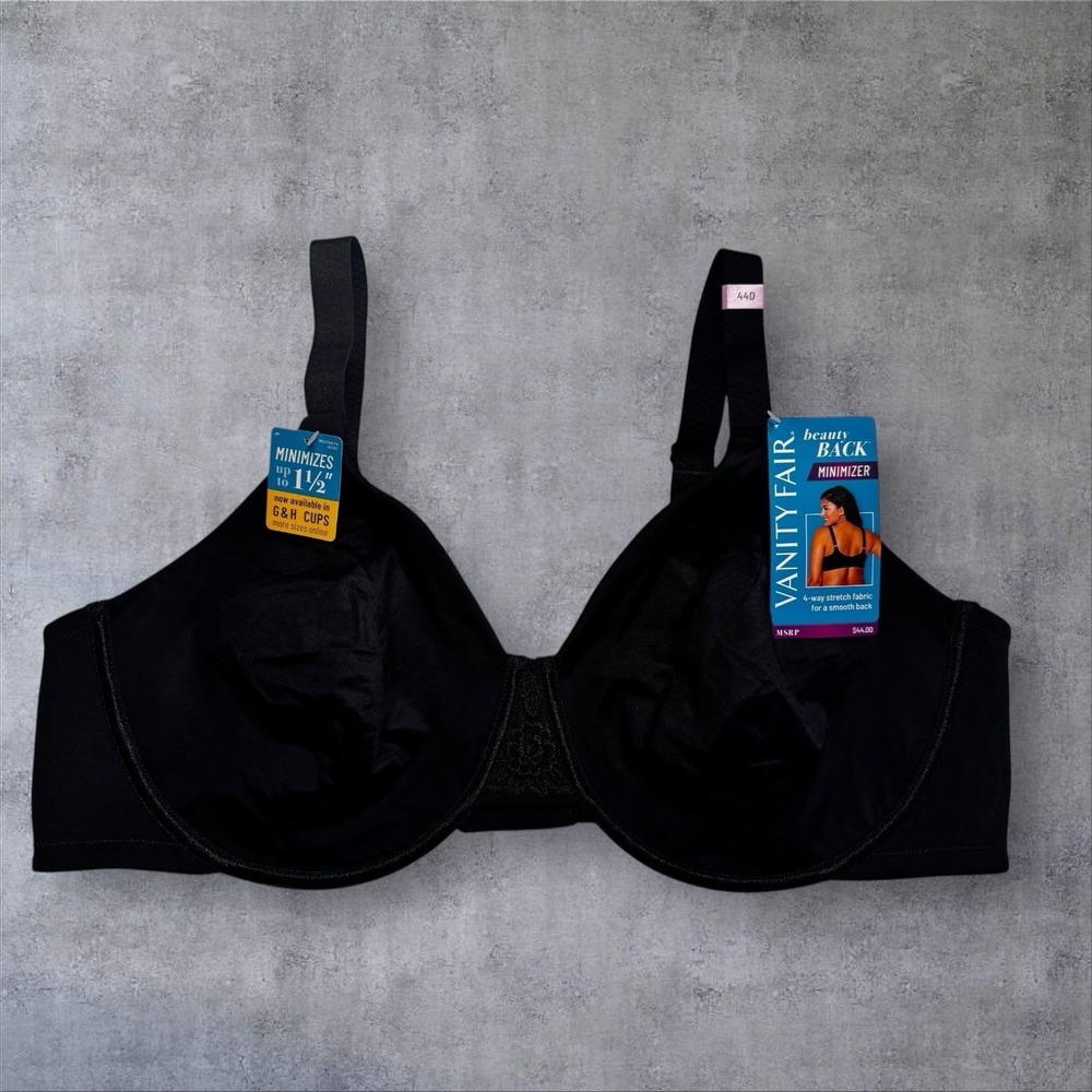 New Vanity Fair 76080‎ Beauty Back Minimizer Bra Black Size 44D 44 D